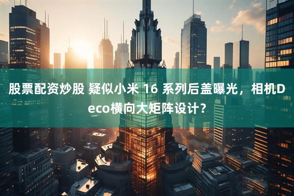 股票配资炒股 疑似小米 16 系列后盖曝光，相机Deco横向大矩阵设计？